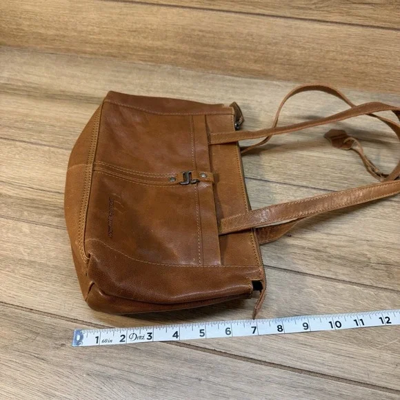 New Spikes & Sparrow Medium Leather Double Strap Shoulder Bag Cognac Brown - Picture 10 of 10